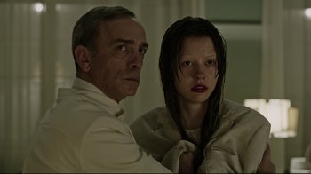 Movie still from “A Cure for Wellness” (2016), directed by Gore Verbinski – Medium shot, Low angle