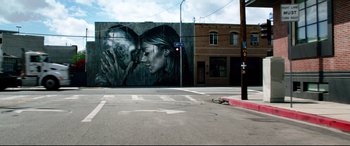 Movie still from “Ambulance” (2022), directed by Michael Bay – Wide shot, Low angle