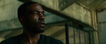 Movie still from “Ambulance” (2022), directed by Michael Bay – A person looking up at the ceiling; Close Up shot, Low angle