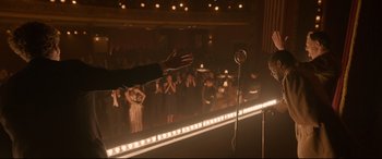 Movie still from “Amsterdam” (2022), directed by David O. Russell – Wide shot, Over the shoulder angle