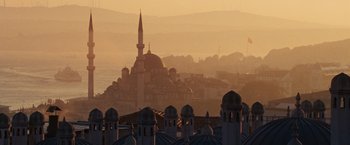 Movie still from “Argo” (2012), directed by Ben Affleck – A view of a mosque from a distance; Extreme Wide shot, Low angle