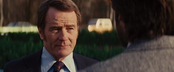 Movie still from “Argo” (2012), directed by Ben Affleck – A person wearing a suit and tie; Close Up shot, Over the shoulder angle