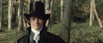 Movie still from “Becoming Jane” (2007), directed by Julian Jarrold – A man in a black hat and a black jacket; Close Up shot, Low angle