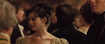 Movie still from “Becoming Jane” (2007), directed by Julian Jarrold – A person wearing a dress; Close Up shot, Over the shoulder angle