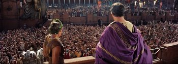 Movie still from “Ben-Hur” (1959), directed by William Wyler – A crowd of people gathered in front of an audience; Extreme Wide shot, High angle