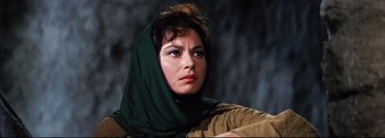 Movie still from “Ben-Hur” (1959), directed by William Wyler – A person wearing a headscarf; Close Up shot, Low angle