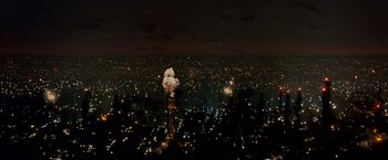 Movie still from “Blade Runner” (1982), directed by Ridley Scott – A view of a city at night from above; Extreme Wide shot, Overhead angle
