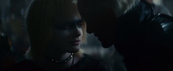 Movie still from “Blade Runner” (1982), directed by Ridley Scott – A man and a woman face to face in the dark; Close Up shot, Over the shoulder angle