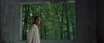 Movie still from “Crouching Tiger, Hidden Dragon” (2000), directed by Ang Lee – A man standing in front of some trees; Medium shot, Low angle