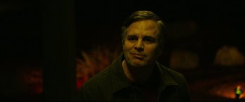 Movie still from “Dark Waters” (2019), directed by Todd Haynes – A person wearing a jacket; Close Up shot, Over the shoulder angle