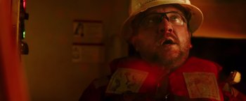 Movie still from “Deepwater Horizon” (2016), directed by Peter Berg – A person wearing a hat; Close Up shot, Low angle