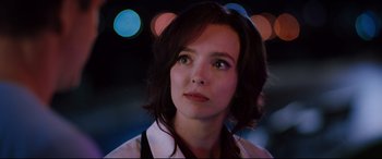 Movie still from “Free Guy” (2021), directed by Shawn Levy – A person looking at the camera; Close Up shot, Over the shoulder angle