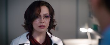 Movie still from “Free Guy” (2021), directed by Shawn Levy – A person wearing glasses; Close Up shot, Over the shoulder angle