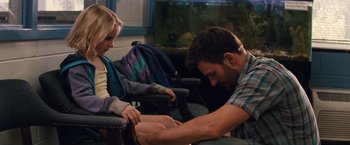 Movie still from “Gifted” (2017), directed by Marc Webb – A man and a woman sitting on a chair; Medium shot, Over the shoulder angle