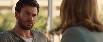 Movie still from “Gifted” (2017), directed by Marc Webb – A man and a woman talking to each other; Close Up shot, Over the shoulder angle