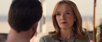 Movie still from “Gifted” (2017), directed by Marc Webb – An older woman is looking at a younger man; Close Up shot, Over the shoulder angle