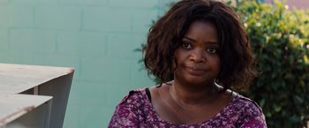 Movie still from “Gifted” (2017), directed by Marc Webb – A person wearing a purple shirt; Close Up shot, Over the shoulder angle