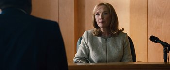 Movie still from “Gifted” (2017), directed by Marc Webb – A woman sitting in front of a computer monitor; Medium shot, Over the shoulder angle