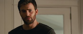 Movie still from “Gifted” (2017), directed by Marc Webb – A person with a beard; Close Up shot, Over the shoulder angle