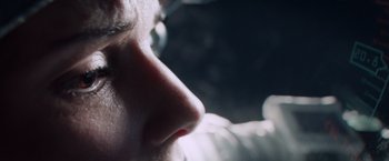 Movie still from “Gravity” (2013), directed by Alfonso Cuarón – View of a man's nose and ear; Extreme Close Up shot, Low angle