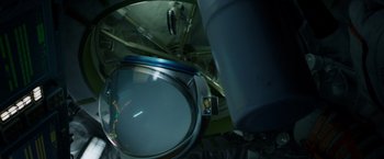 Movie still from “Gravity” (2013), directed by Alfonso Cuarón – The inside of a space helmet; Medium shot, Overhead angle