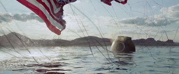 Movie still from “Gravity” (2013), directed by Alfonso Cuarón – An image of an animal in the water; Extreme Wide shot, High angle