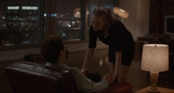 Movie still from “Her” (2013), directed by Spike Jonze – A man and a woman are talking to each other; Medium shot, Over the shoulder angle