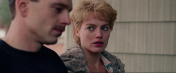 Movie still from “I, Tonya” (2017), directed by Craig Gillespie – A person wearing a fur coat; Close Up shot, Over the shoulder angle