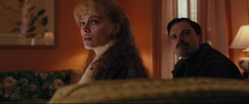 Movie still from “I, Tonya” (2017), directed by Craig Gillespie – A woman in a brown jacket and a man in a brown jacket; Close Up shot, Low angle