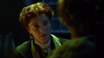 Movie still from “In the Heart of the Sea” (2015), directed by Ron Howard – An older woman talking to a younger woman; Close Up shot, Over the shoulder angle