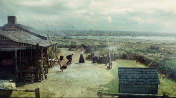 Movie still from “In the Heart of the Sea” (2015), directed by Ron Howard – An image of an outdoor scene with people in the background; Extreme Wide shot, High angle