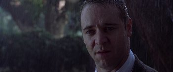Movie still from “L.A. Confidential” (1997), directed by Curtis Hanson – A man's face in the rain; Close Up shot, Low angle