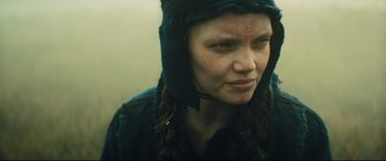 Movie still from “Macbeth” (2015), directed by Justin Kurzel – A person wearing a hat; Close Up shot, Low angle