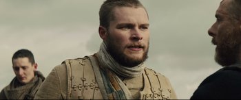 Movie still from “Macbeth” (2015), directed by Justin Kurzel – A person with a beard; Close Up shot, Low angle