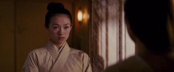 Movie still from “Memoirs of a Geisha” (2005), directed by Rob Marshall – Close Up shot, Over the shoulder angle