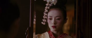 Movie still from “Memoirs of a Geisha” (2005), directed by Rob Marshall – Close Up shot, Over the shoulder angle