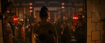 Movie still from “Memoirs of a Geisha” (2005), directed by Rob Marshall – Wide shot, Over the shoulder angle