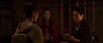 Movie still from “Memoirs of a Geisha” (2005), directed by Rob Marshall – Medium shot, Over the shoulder angle