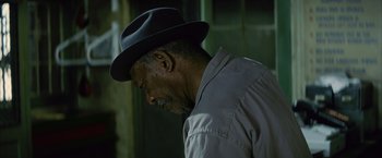 Movie still from “Million Dollar Baby” (2004), directed by Clint Eastwood – A person wearing a hat; Close Up shot, Low angle