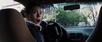 Movie still from “Mystic River” (2003), directed by Clint Eastwood – A young girl in the driver's seat of a car; Close Up shot, Over the shoulder angle