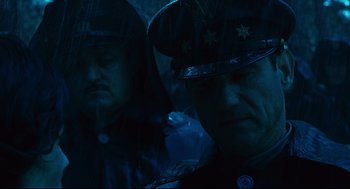Movie still from “Pan's Labyrinth” (2006), directed by Guillermo del Toro – Two men in military uniforms are reflected in a mirror; Close Up shot, Low angle