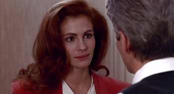 Movie still from “Pretty Woman” (1990), directed by Garry Marshall – A person talking to another person; Close Up shot, Over the shoulder angle