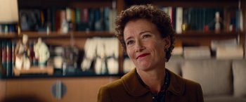 Movie still from “Saving Mr. Banks” (2013), directed by John Lee Hancock – A person wearing a jacket; Close Up shot, Over the shoulder angle