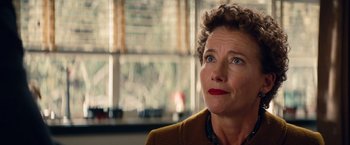 Movie still from “Saving Mr. Banks” (2013), directed by John Lee Hancock – A person wearing a jacket; Close Up shot, Over the shoulder angle