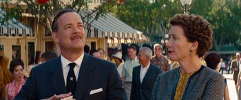 Movie still from “Saving Mr. Banks” (2013), directed by John Lee Hancock – A man in a suit and a tie; Close Up shot, Over the shoulder angle