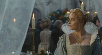 Movie still from “Elizabeth: The Golden Age” (2007), directed by Shekhar Kapur – A beautiful young lady standing in front of a mirror; Close Up shot, Over the shoulder angle