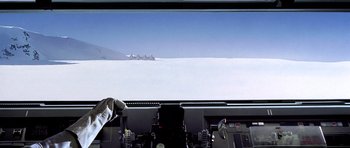 Movie still from “Star Wars: Episode V - The Empire Strikes Back” (1980), directed by Irvin Kershner – A view from inside an airplane looking out a window; Extreme Wide shot, High angle