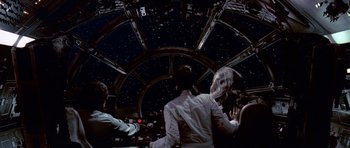 Movie still from “Star Wars: Episode V - The Empire Strikes Back” (1980), directed by Irvin Kershner – A group of people inside of a space ship; Wide shot, Low angle