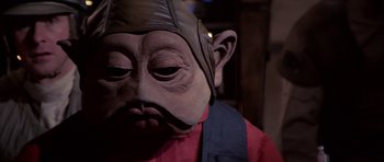 Movie still from “Star Wars: Episode VI - Return of the Jedi” (1983), directed by Richard Marquand – The face of a person wearing a mask; Close Up shot, Low angle