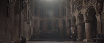 Movie still from “Suffragette” (2015), directed by Sarah Gavron – A large room with many windows in it; Extreme Wide shot, Low angle